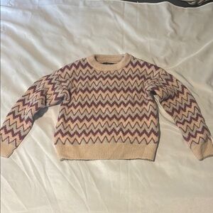Forever 21 Cream and Purple Crew Neck Sweater